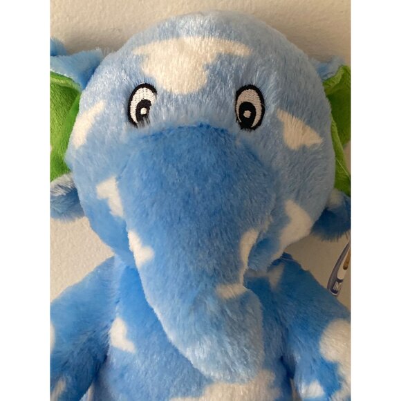 World Plush Inc Elephant Green Ears Feet Blue White Clouds Claw Machine Prize - Picture 2 of 9